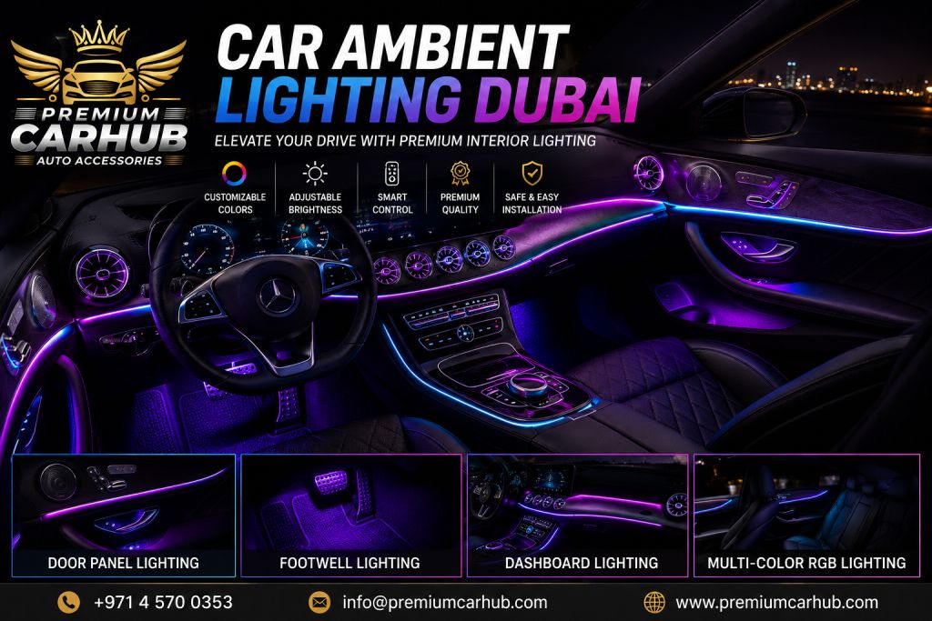 Car Ambient Lighting Dubai with premium LED interior lighting installation