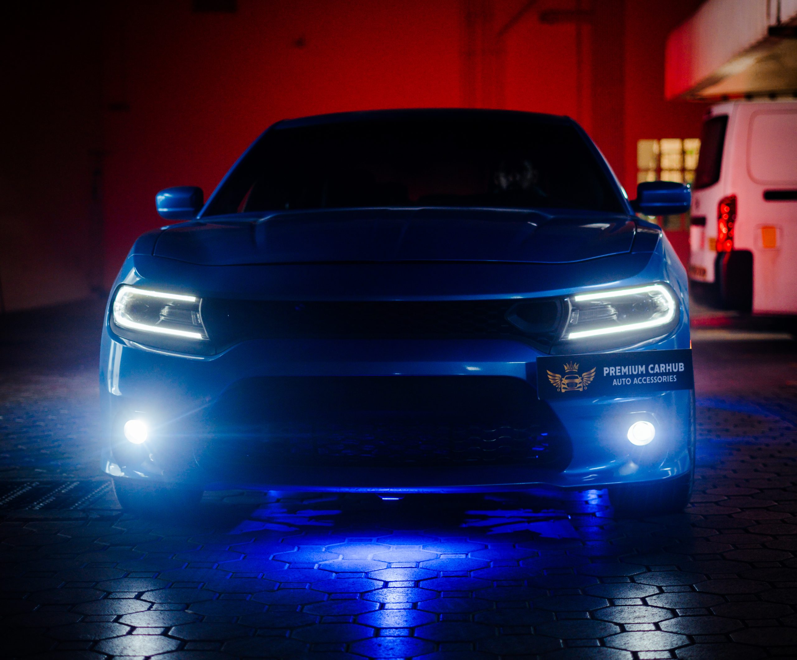 Premium luxury vehicle with modern LED underglow lighting installed in Dubai