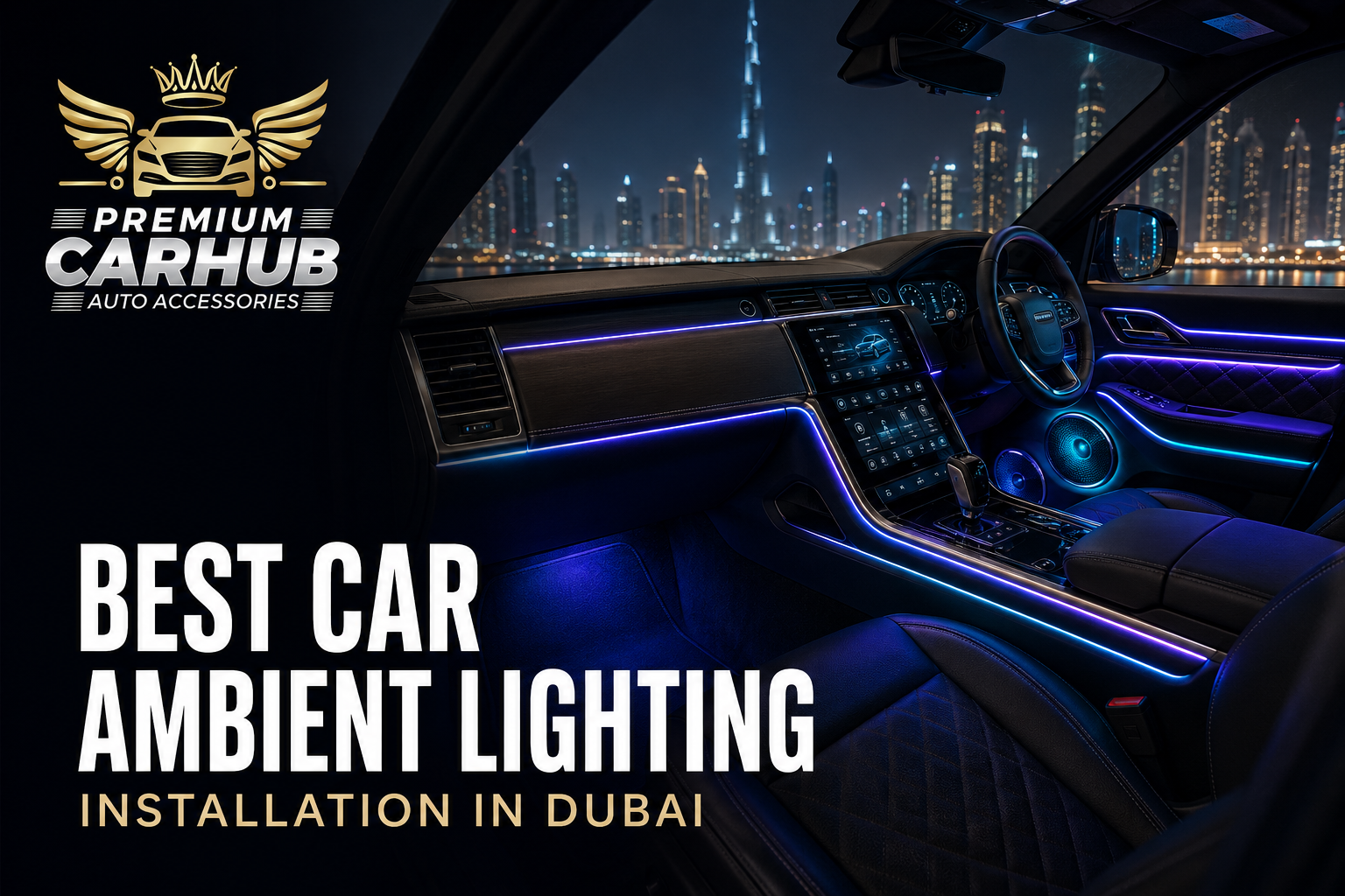 Best car ambient lighting installed inside a luxury vehicle in Dubai