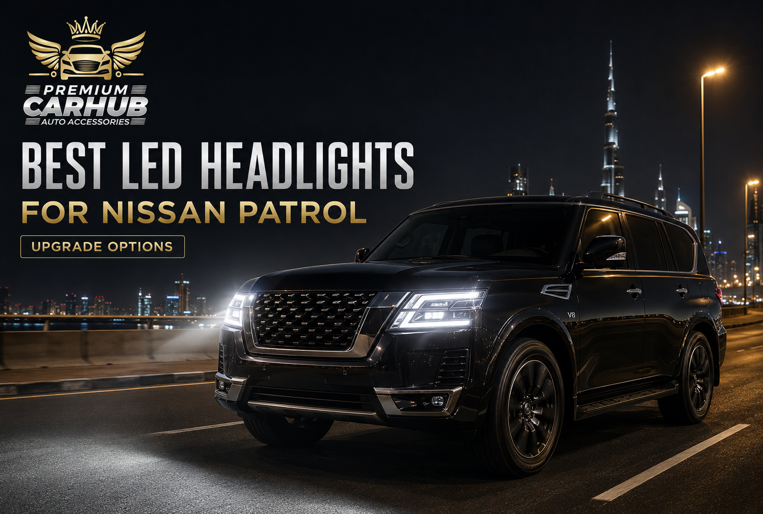 Best LED headlights installed on a Nissan Patrol for night driving in Dubai