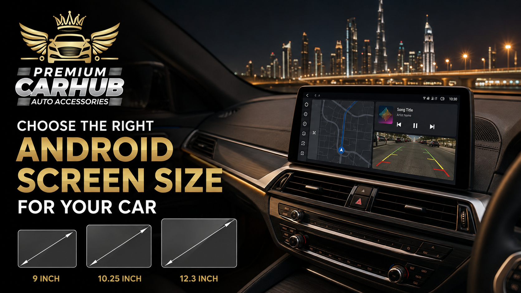 Different Android Screen sizes fitted in modern car dashboards