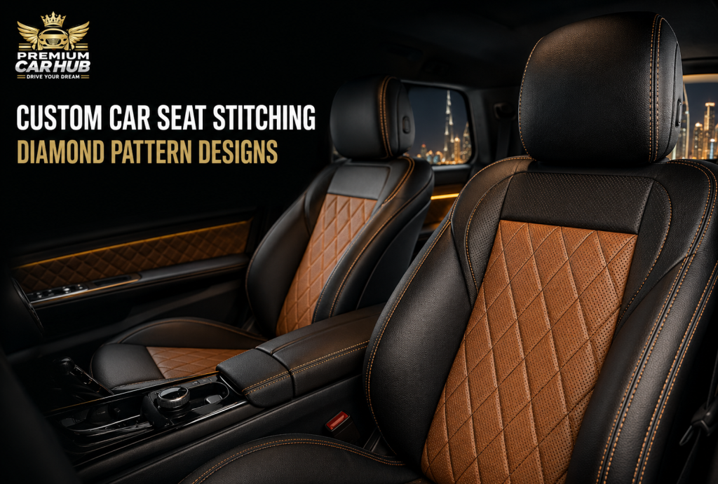 Current image: Best Car Seat with custom diamond stitching and premium leather upholstery in Dubai