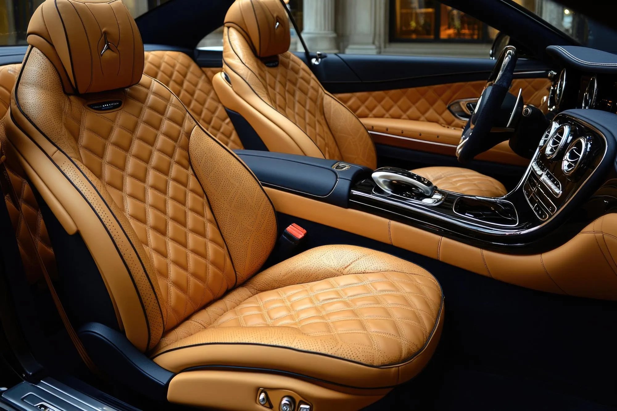Premium Car Upholstery with custom leather seats installed in a luxury vehicle in Dubai