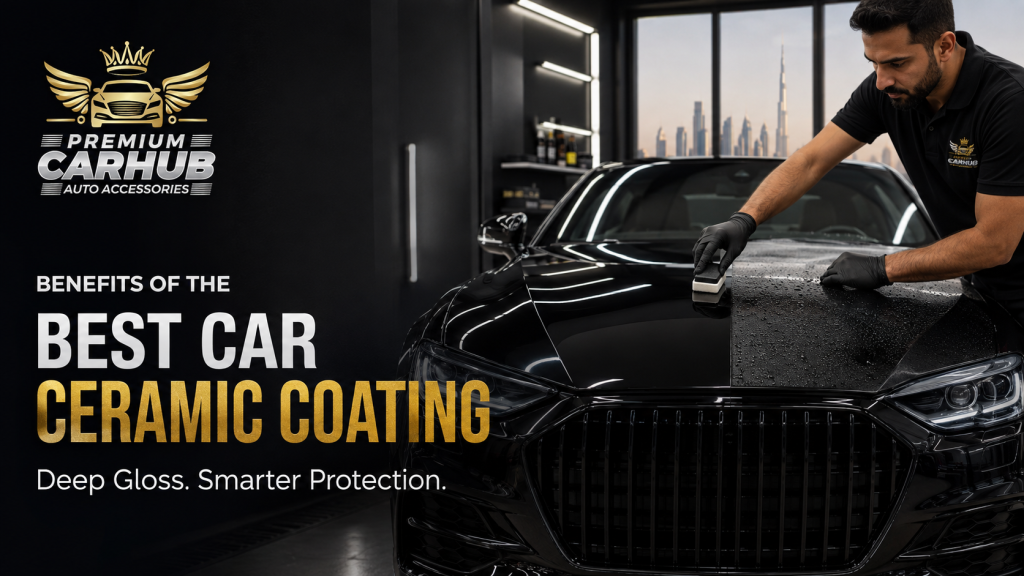 Current image: Best Car Ceramic Coating being professionally applied to a luxury vehicle in Dubai