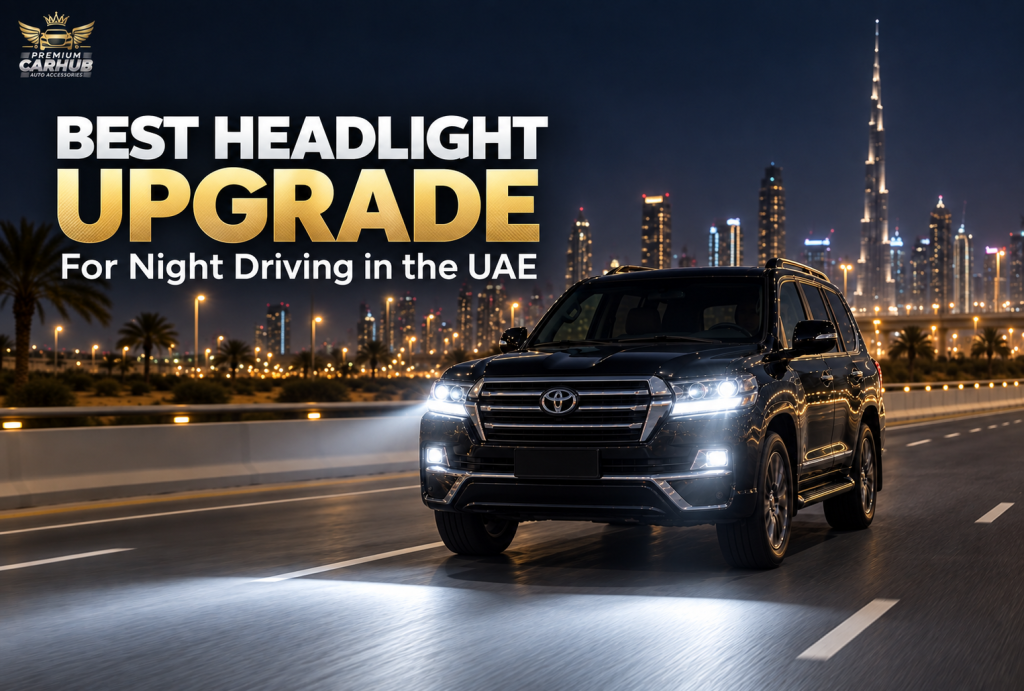 Current image: Best headlight upgrade installed on a luxury car for safer night driving in the UAE
