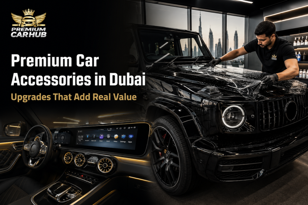 Current image: Premium Car Accessories installed in a luxury vehicle in Dubai