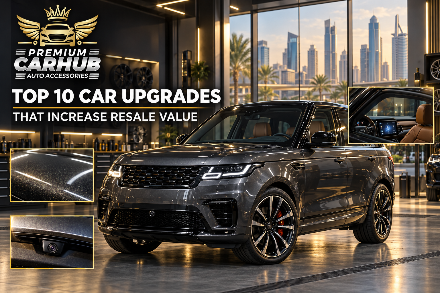 Premium vehicle showing resale-friendly car upgrades at a Dubai workshop