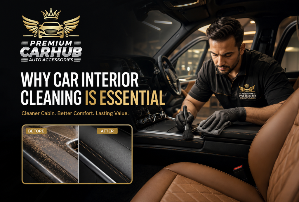 Current image: Professional Car Interior Cleaning of a luxury vehicle in Dubai