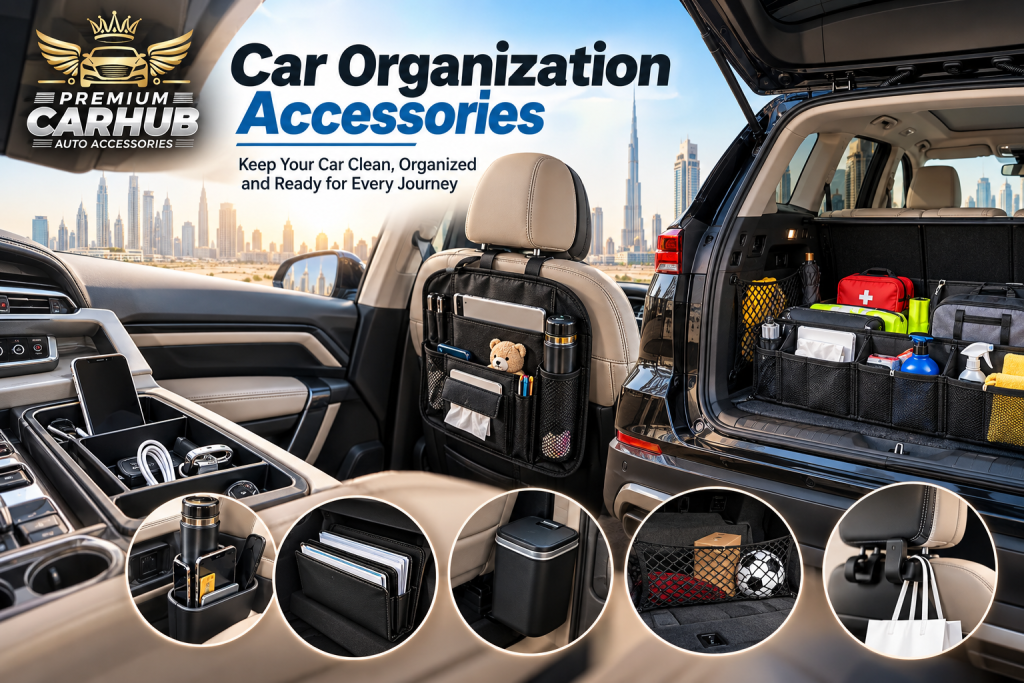 Current image: Car Organization Accessories installed inside a clean and organised modern vehicle in Dubai
