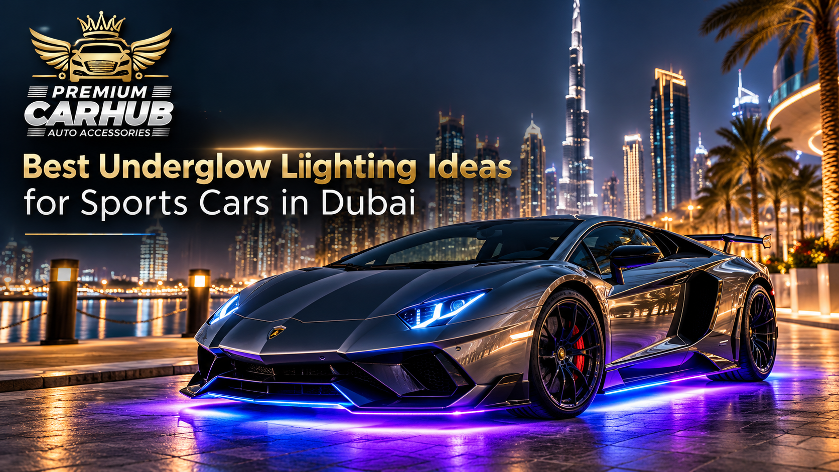 Best underglow lighting installed beneath a luxury sports car in Dubai with premium RGB LED illumination